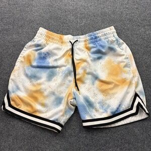 LCKR Mesh Basketball Shorts Mens XL Blue Orange Tie Dye Striped Trim Athletic